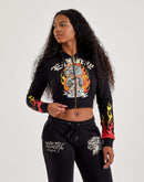 Ed Hardy Tiger Flame Y2K Full-Zip Fleece Hoodie