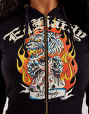 Ed Hardy Tiger Flame Y2K Full-Zip Fleece Hoodie