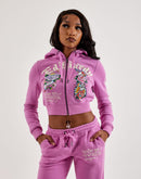 Ed Hardy Flower Skull Y2K Full-Zip Fleece Hoodie