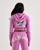Ed Hardy Flower Skull Y2K Full-Zip Fleece Hoodie