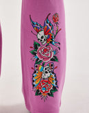 Ed Hardy Flower Skull Y2K Fleece Sweatpants