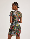 Ed Hardy Tattoo Collage Mesh Tee Dress
