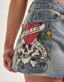 Ed Hardy Love Kills Slowly Denim Mini Skirt