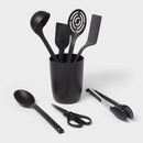 8pc Nylon Kitchen Utensil Set with Holder - Black