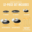 12pc Ceramic Nonstick Aluminum Cookware Set - Yellow