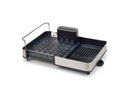 Extend Steel Expandable Dish Rack with Draining Spout - Gray: Stainless Steel & Plastic Drying Rack