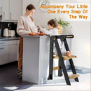 Toddler Tower, Foldable Step Stool for Toddlers, Toddler Kitchen Stool Helper with 3 Adjustable Height Safty Rail and Anti-Tip Structure, Learning Tower for Toddlers Baby Kids