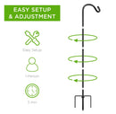 Adjustable Metal Garden Shepherd Hooks - Black