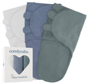 3 Pack Sleep Sack Velcro by Comfy Cubs, Small 0-3 Months - Stone, Nomadic Blue, Azul