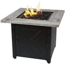 Endless Summer The Mason, 30" Square Gas Outdoor Fire Pit with Printed Wood Lat look Cement Resin Mantel - GAD15300ES