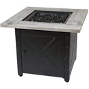 Endless Summer The Mason, 30" Square Gas Outdoor Fire Pit with Printed Wood Lat look Cement Resin Mantel - GAD15300ES
