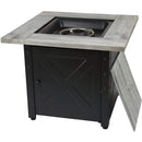 Endless Summer The Mason, 30" Square Gas Outdoor Fire Pit with Printed Wood Lat look Cement Resin Mantel - GAD15300ES