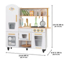 Vintage Wooden Play Kitchen With 9 Accessories - White