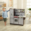 Uptown Elite Espresso Wooden Play Kitchen With Lights, Sounds and Working Ice Maker