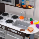 Uptown Wooden Play Kitchen and 30-Piece Play Food Accessories - Espresso