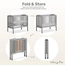 2 in 1 Folding Portable Crib - Grey