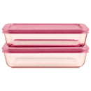 Glass Lidded Rectangle Storage Set - Pink