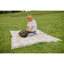 Outdoor Picnic Blanket with Harness - Beige Gingham