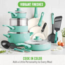 16 Piece Soft Grip Cookware Set - Turquoise