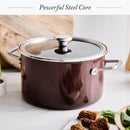 Steel Core Enameled 6-Quart Stockpot With Lid - Chocolate Truffle