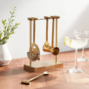 5pc Metal Bar Tool Set with Stand - Gold