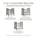 Abigail 3-in-1 Convertible Mini Crib - Vintage Iron