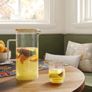 Glass Beverage Pitcher - Natural Wood