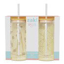 20 fl oz Glass Tumblers with Lid and Straw - Geo/Dash