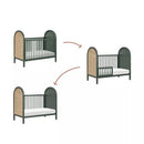 Bondi Cane 3-in-1 Convertible Crib with Toddler Bed Conversion Kit - Forest Green with Natural Cane