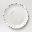 Stoneware Tea Cup with Saucer - Gold Rim