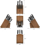 Alps Series German Steel Forged 17-Piece Knife Block Set, Acacia (Black)