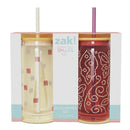 20 fl oz Glass Tumblers with Lid and Straw - Brick Red