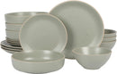 Double Bowl Stoneware Dinnerware Set - Sage Green