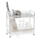 2-Tier Slim-Sized Dish Rack with Drain Spout