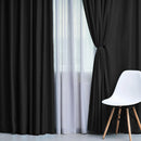 Classic Modern Solid Room Darkening Semi-Blackout Curtains - Black