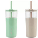 Reduce Aspen 20oz Insulated Glass Tumblers, 2-Pack - Green and Beige