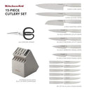 15-Piece Japanese Steel Knife Block Set - Grey
