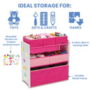 6-Bin Toy Organizer in White/Pink – Fun & Functional Storage Solution