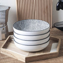 Sophie Stamping Stoneware Bowl Set of 4 - White/Black
