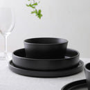 Celina 12-Piece Stoneware Dinnerware Set, Service for 4, Black