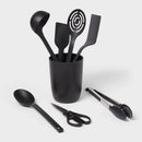 8pc Nylon Kitchen Utensil Set with Holder - Black