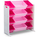 Kids Toy Storage Organizer with 12 Plastic Bins - White/Pink