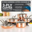 3-Ply Hammered Copper Cookware Set - 10 Piece