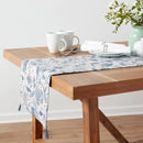Cotton Floral Table Runner - Blue 108" x 14"