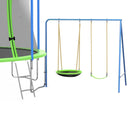12Ft Trampoline With Slide and Swings, Astm Approved Large Recreational Trampoline With Basketball Hoop and Ladder, Outdoor Backyard Trampoline With Net, Capacity for Kids and Adults - Green / Blue