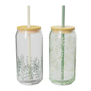 20 oz Glass Tumblers with Lid and Straw - Thyme Meadow/Garden