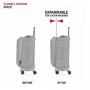 Checklite Softside Carry On Suitcase - Gray: 8 Wheels, Expandable, Tear-Resistant