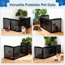 Foldable Wooden Freestanding Dog Gate - Black