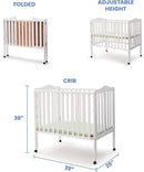 Folding Portable Mini Baby Crib - White