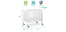 3 in-1 Portable Folding Stationary Side Crib, White